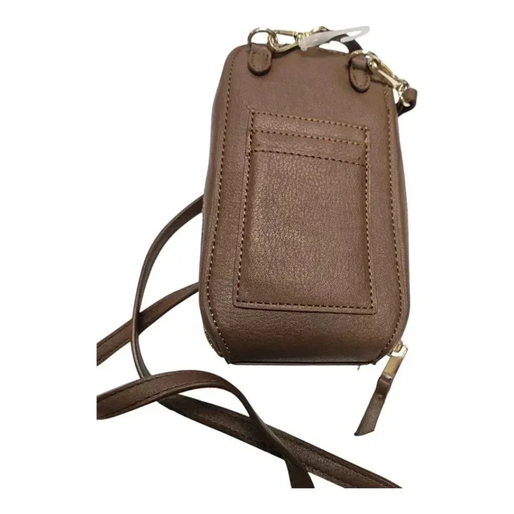 Vegan Leather Faux Cowhide Brown Cow Print Small Crossbody Compact Bag